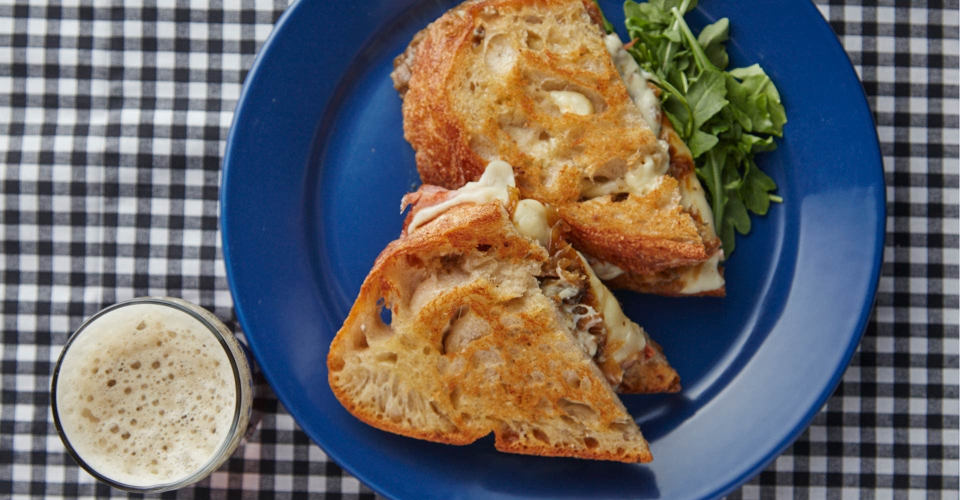 Grilled Ham and Gouda Sandwiches with Caramelized Beer Onions Recipe
