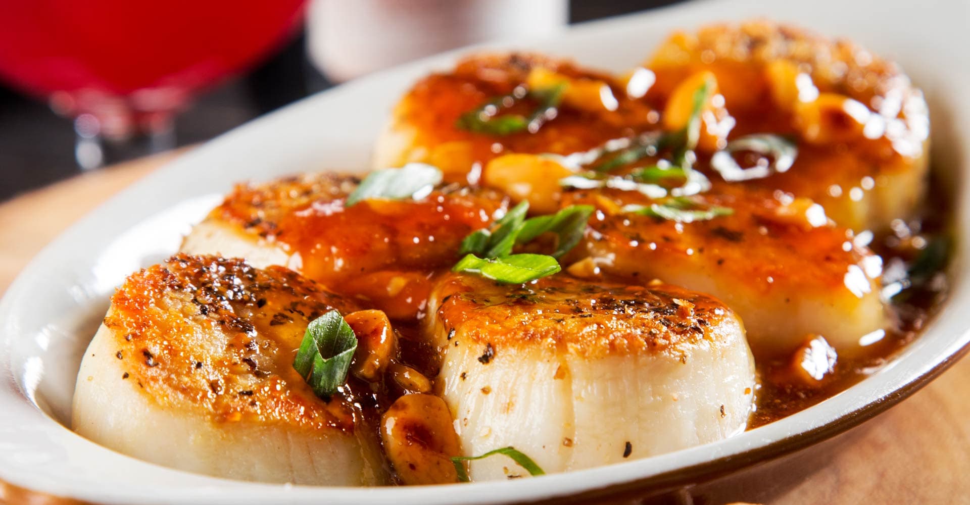 Apricot Ale Scallops with Chopped Marcona Almonds Recipe